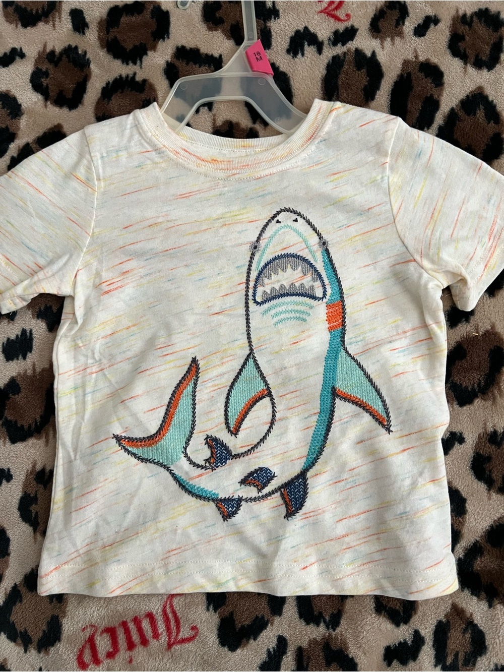 Garanimals White Short-Sleeve Tee with Teal & Orange Shark